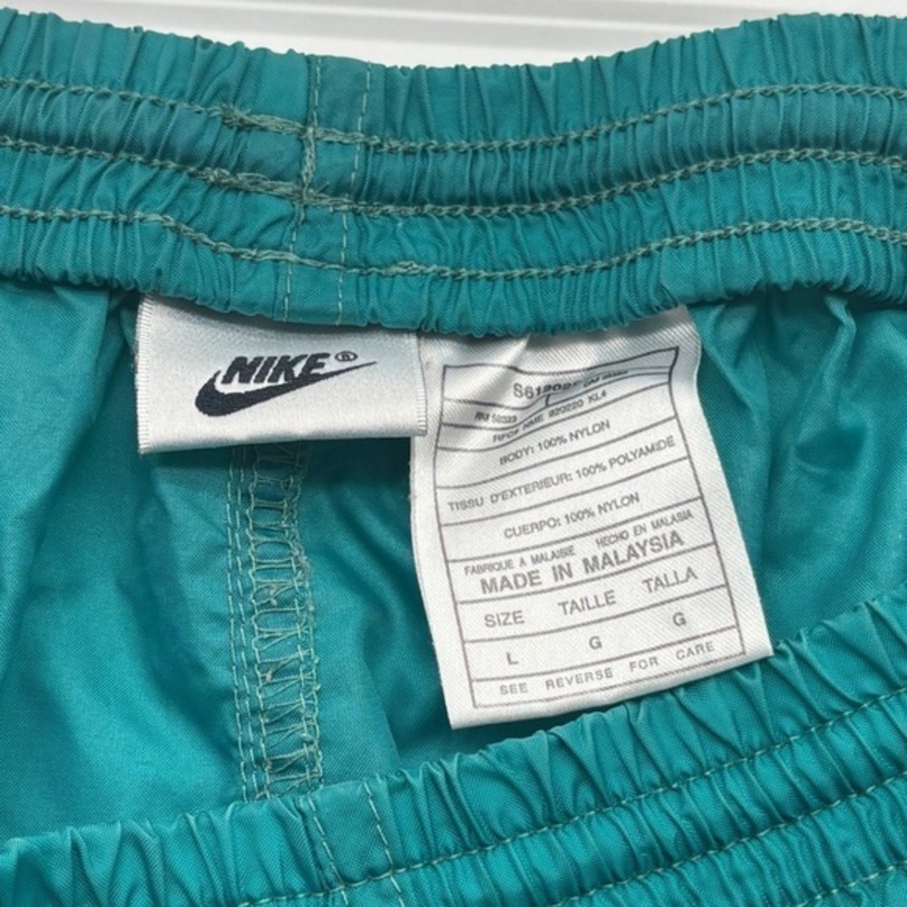Nike Vintage Teal Green Nylon Track Pants Mens Large Windbreaker Swoosh Logo - Picture 2 of 11